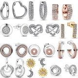 925 Silver Heart Hoop & Stud Earrings for Women
