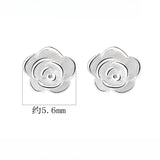 925 Silver Rose Flower Stud Earrings for Girls Charm Ins Plant Ear Nail