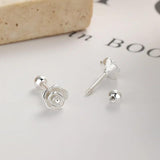 925 Silver Rose Flower Stud Earrings for Girls Charm Ins Plant Ear Nail