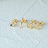 925 Silver Butterfly Evil Eye Cartilage Earring