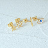 925 Silver Butterfly Evil Eye Cartilage Earring