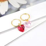925 Silver Ear Needle Pink Zircon Earrings Water Drop/Star/Geometric Hoop