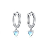 925 Silver Moonstone Heart Hoop Earrings for Women