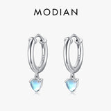 925 Silver Moonstone Heart Hoop Earrings for Women