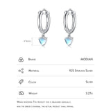 925 Silver Moonstone Heart Hoop Earrings for Women