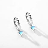 925 Silver Moonstone Heart Hoop Earrings for Women