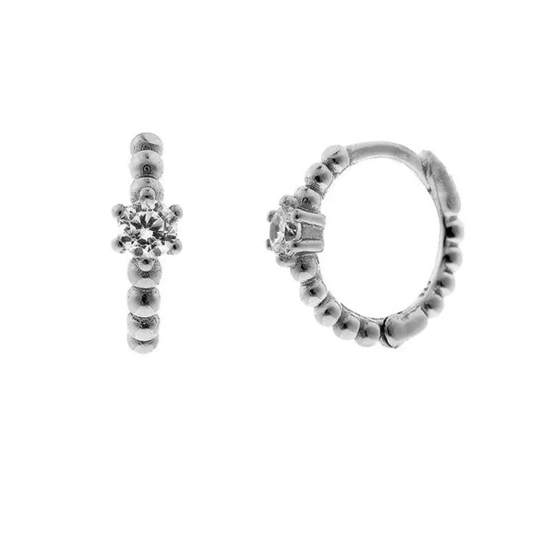 925 Silver Twist Hoops with Zircon Women Piercing Jewelry