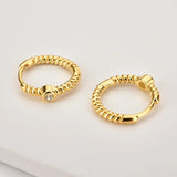 925 Silver Twist Hoops with Zircon Women Piercing Jewelry