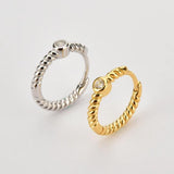 925 Silver Twist Hoops with Zircon Women Piercing Jewelry