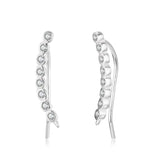 925 Silver CZ Bar Ear Climber Clip Stud Earrings For Women Girls Kids