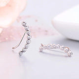 925 Silver CZ Bar Ear Climber Clip Stud Earrings For Women Girls Kids