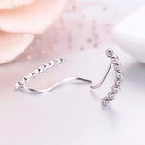 925 Silver CZ Bar Ear Climber Clip Stud Earrings For Women Girls Kids