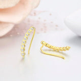 925 Silver CZ Bar Ear Climber Clip Stud Earrings For Women Girls Kids