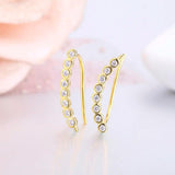 925 Silver CZ Bar Ear Climber Clip Stud Earrings For Women Girls Kids