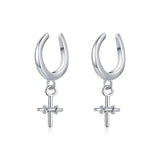 925 Silver Cross Clip Earrings Swing Ear Cuff Women Party Jewelry