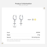 925 Silver Cross Clip Earrings Swing Ear Cuff Women Party Jewelry