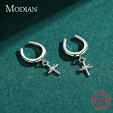 925 Silver Cross Clip Earrings Swing Ear Cuff Women Party Jewelry