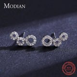 925 Silver CZ Circle Stud Earrings Women's Fine Jewelry