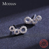 925 Silver CZ Circle Stud Earrings Women's Fine Jewelry