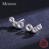925 Silver CZ Circle Stud Earrings Women's Fine Jewelry