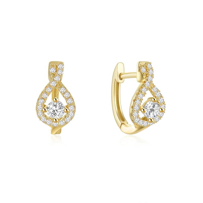 925 Silver Cubic Zirconia Hoop Earrings Women Engagement Wedding Bride Gift