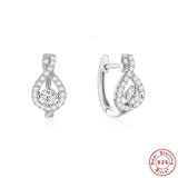 925 Silver Cubic Zirconia Hoop Earrings Women Engagement Wedding Bride Gift