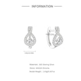 925 Silver Cubic Zirconia Hoop Earrings Women Engagement Wedding Bride Gift