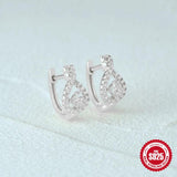 925 Silver Cubic Zirconia Hoop Earrings Women Engagement Wedding Bride Gift