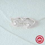 925 Silver Cubic Zirconia Hoop Earrings Women Engagement Wedding Bride Gift