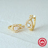 925 Silver Cubic Zirconia Hoop Earrings Women Engagement Wedding Bride Gift