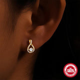 925 Silver Cubic Zirconia Hoop Earrings Women Engagement Wedding Bride Gift