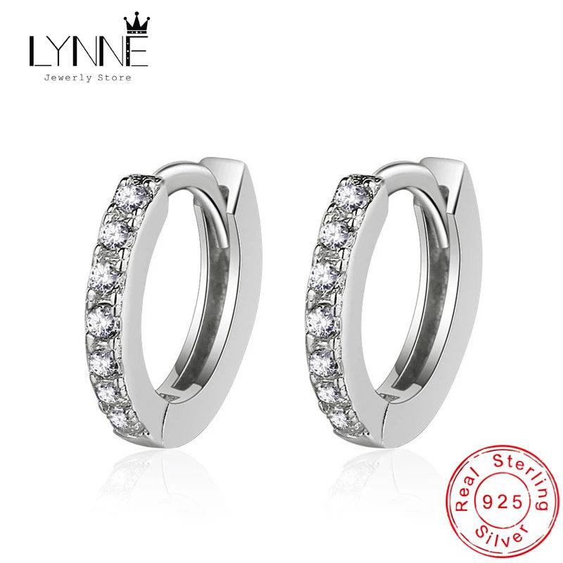 Punk Rock Jewelry 925 Silver Hoop Earrings Unisex Rhinestone Hook Ear Circle