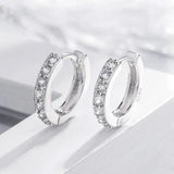 Punk Rock Jewelry 925 Silver Hoop Earrings Unisex Rhinestone Hook Ear Circle