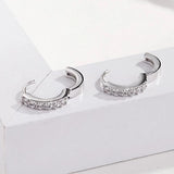 Punk Rock Jewelry 925 Silver Hoop Earrings Unisex Rhinestone Hook Ear Circle
