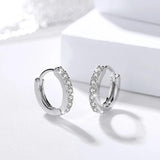 Punk Rock Jewelry 925 Silver Hoop Earrings Unisex Rhinestone Hook Ear Circle