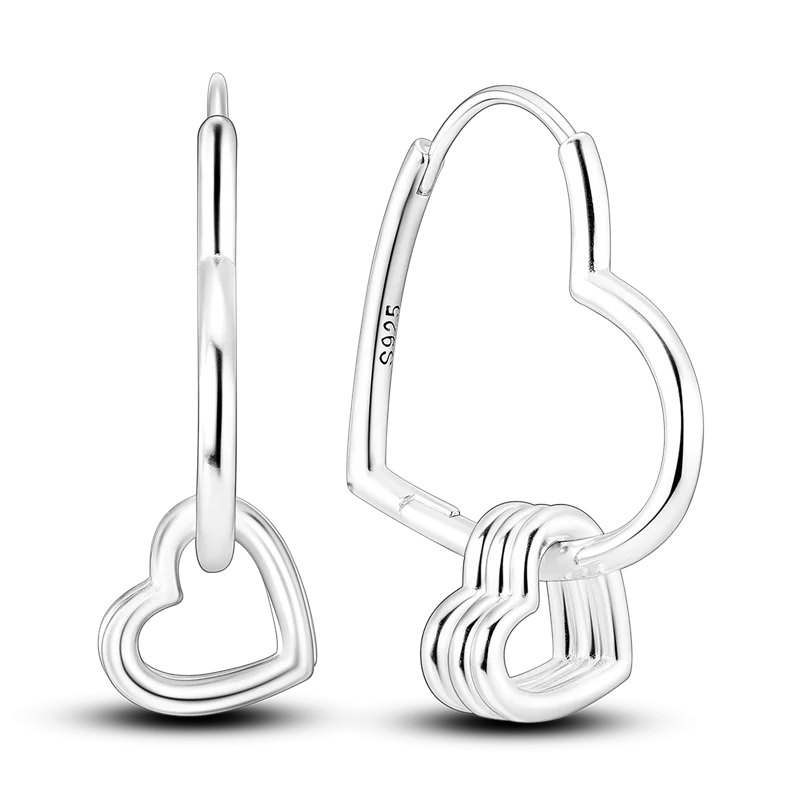 925 Silver Heart Hoop Earrings Colorful Zircon Hypoallergenic Women Jewelry