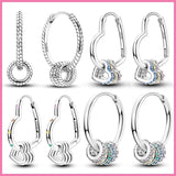 925 Silver Heart Hoop Earrings Colorful Zircon Hypoallergenic Women Jewelry