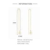 925 Silver Dangle Earrings Minimalist Tassel Four-leaf Zircon Studs