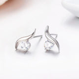 925 Silver Pink CZ Stud Earrings for Girls Kids Jewelry Gift