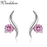 925 Silver Pink CZ Stud Earrings for Girls Kids Jewelry Gift