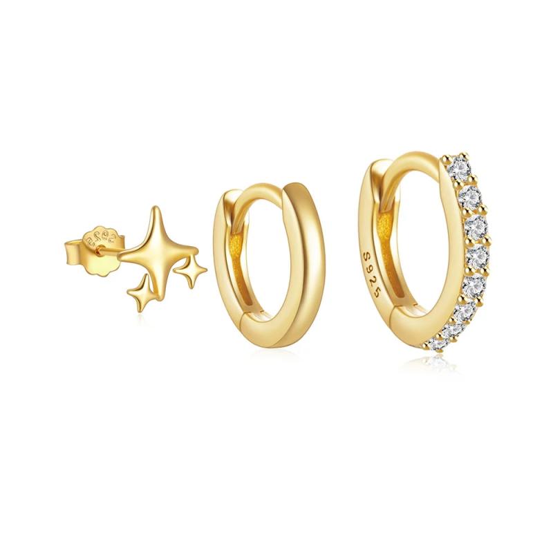 925 Silver Zircon Earrings Set - Minimalism Ins Style Jewelry