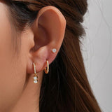 925 Silver Zircon Earrings Set - Minimalism Ins Style Jewelry