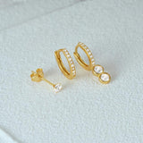 925 Silver Zircon Earrings Set - Minimalism Ins Style Jewelry