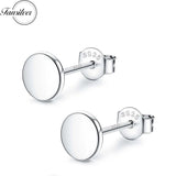 925 Sterling Silver Flat Round Stud Earrings 18K Plated Disc Dot Ear Rings
