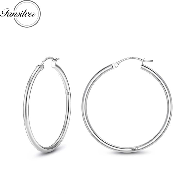 Thin Silver Hoop Earrings 18K Plated Small Medium Large Huggie Hoops for Wom