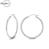 Thin Silver Hoop Earrings 18K Plated Small Medium Large Huggie Hoops for Wom
