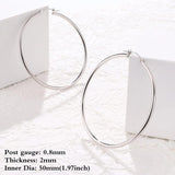 Thin Silver Hoop Earrings 18K Plated Small Medium Large Huggie Hoops for Wom