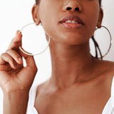 Thin Silver Hoop Earrings 18K Plated Small Medium Large Huggie Hoops for Wom