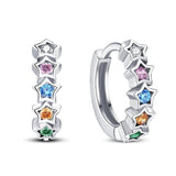 Colorful Zircon Earrings 925 Silver Cubic Pink Heart Wedding Jewelry