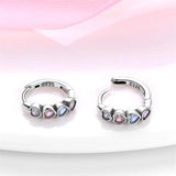 Colorful Zircon Earrings 925 Silver Cubic Pink Heart Wedding Jewelry